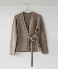 -M-［medium］カシミヤウールラップカーディガン Blanche / ベージュ