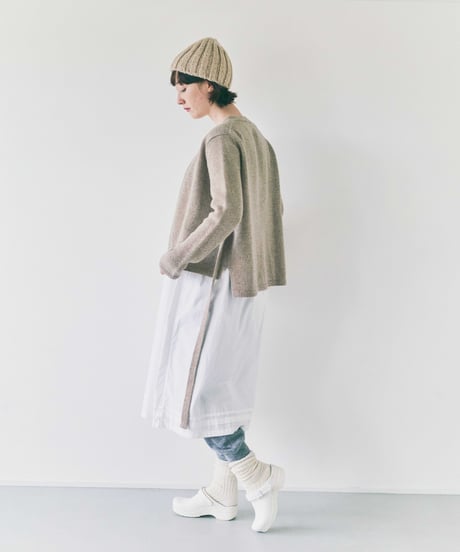 -M-［medium］カシミヤウールラップカーディガン Blanche / ベージュ