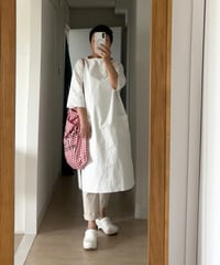 -M-［medium］セルヴィッジホースクロスワンピース Thyme / ホワイト