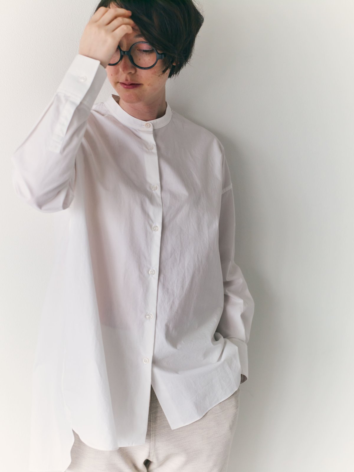 45rpmホワイトスタンドカラーシャツ M-［medium］スタンドカラーシャツ Audrey / ホワイト | days