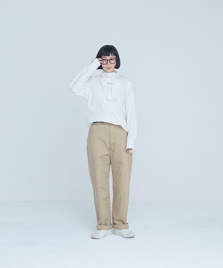 -M-［medium］チノクロスパンツ Teddy / ピンキッシュベージュ