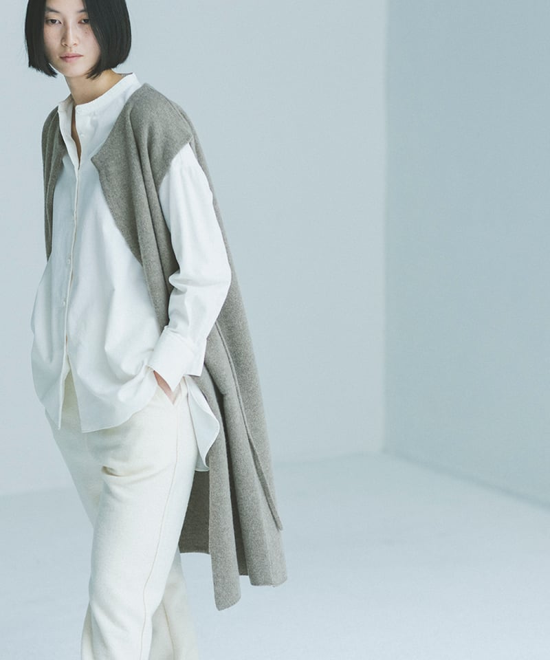 M-［medium］ウールカシミヤロングジレ Vervain / ベージュ | days 