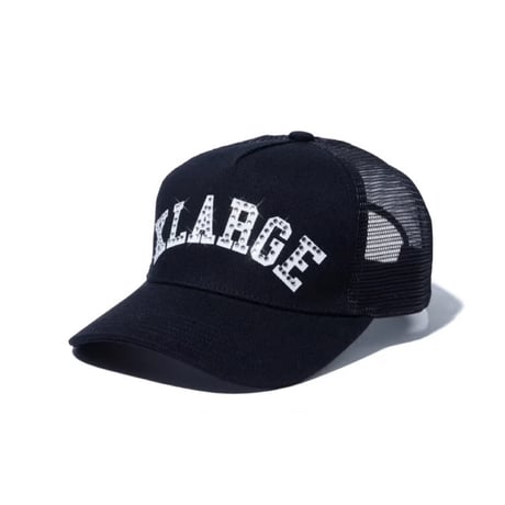 XLARGE | RHINESTONE LOGO MESH CAP (BLACK)