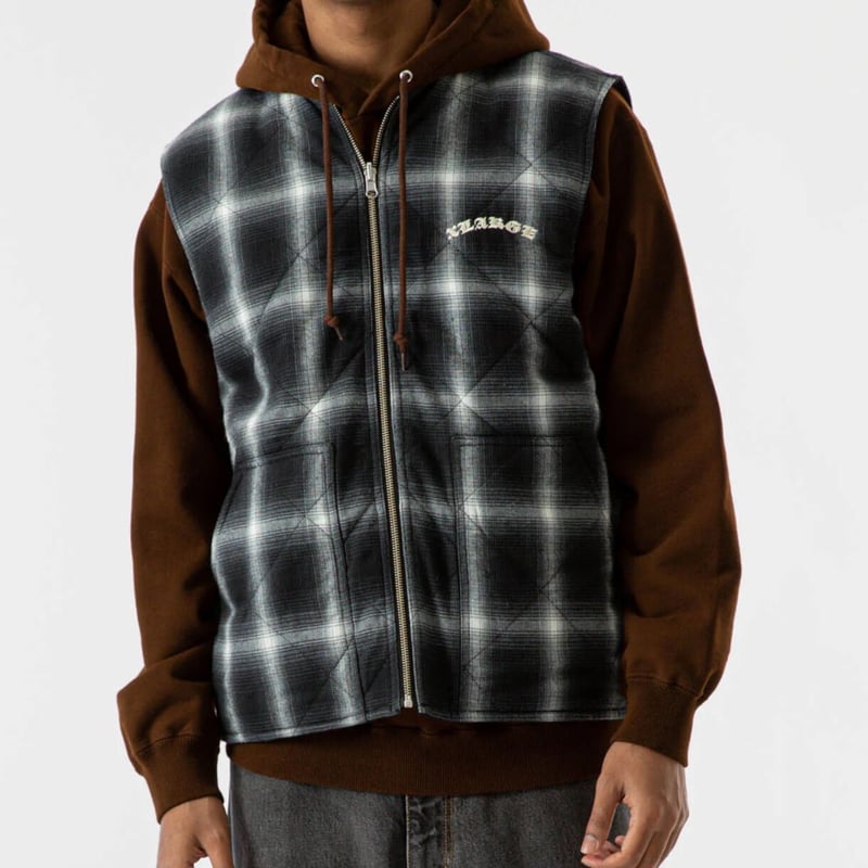 XLARGE｜OMBRE PLAID REVERSIBLE VEST（BLACK) | T.F...