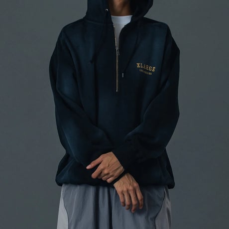 XLARGE | HALF ZIP UP HOODED SWEATSHIRT(BLACK)