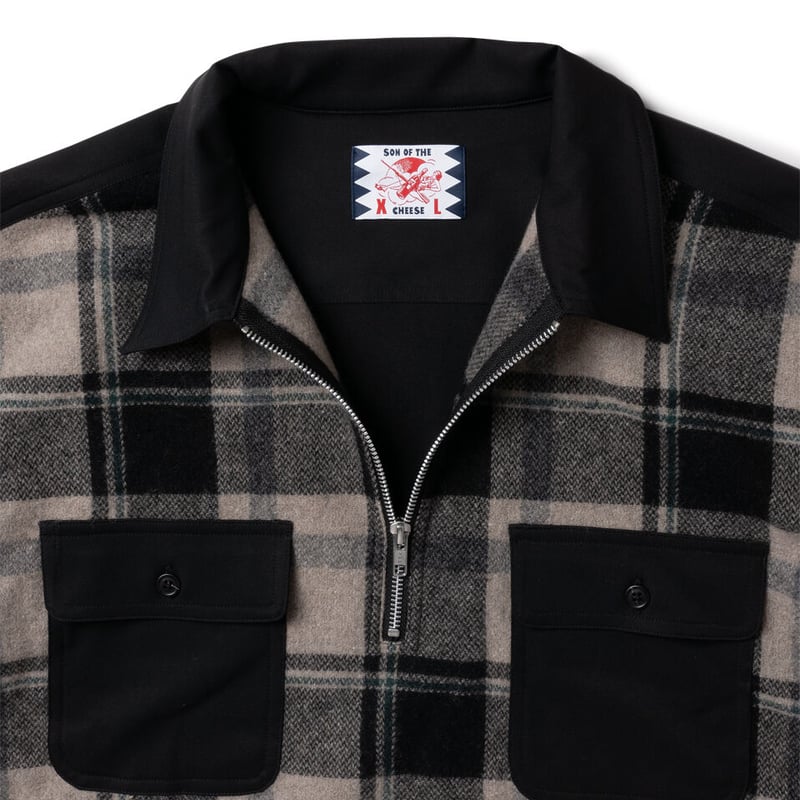 SON OF THE CHEESE |Half Zip Panel Check Shirt(B...