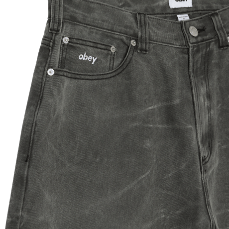 OBEY | BIGWIG BAGGY DENIM SHORT(BLACK WRINKLE WASH)