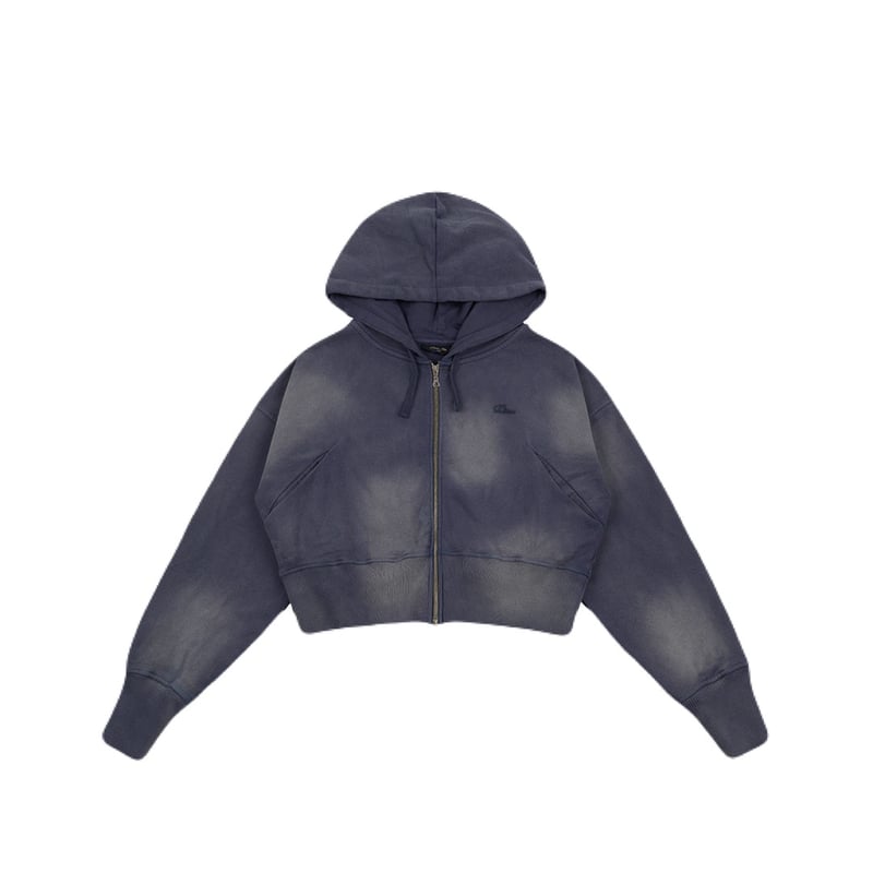 Dime / Cropped Zip Hoodie (Navy Washed) | T.F.L