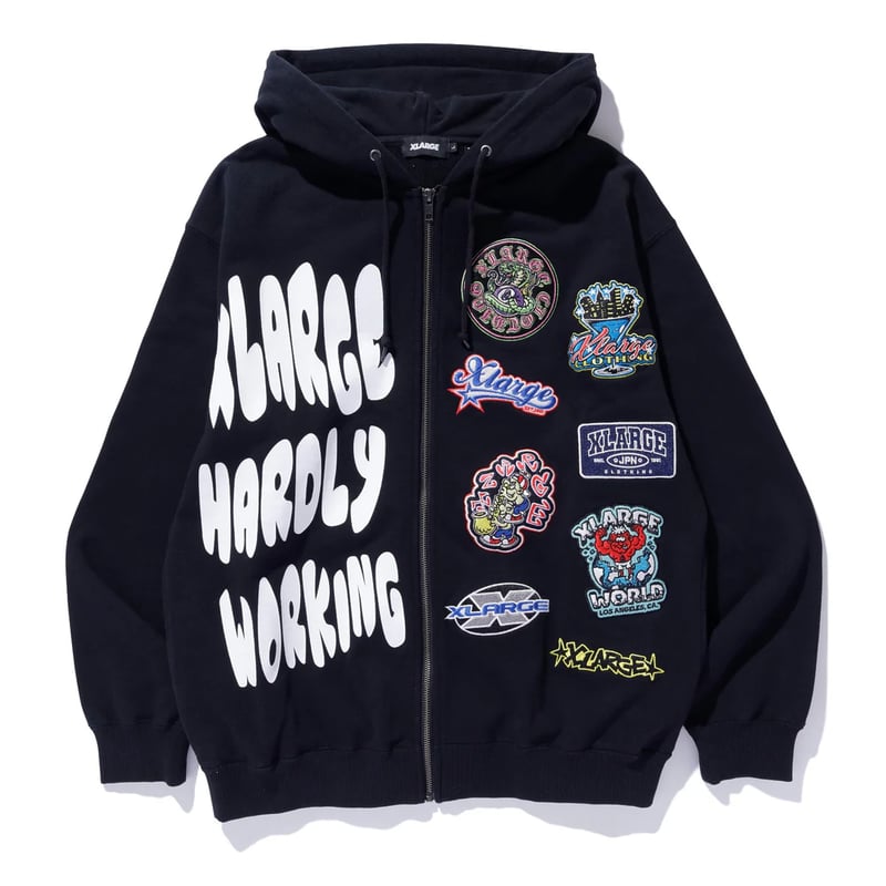 XLARGE | MULTI LOGO ZIP UP HOODED SWEATSHIRT(BL