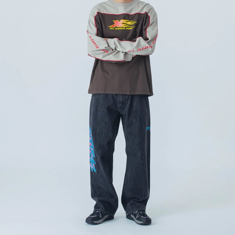 早い者勝ち XLARGE SIDE CUTTING DENIM PANTS 大胆デザイン◎ XLARGE ジーンズ SIDE CUTTING DENIM PANTS メンズ レディース