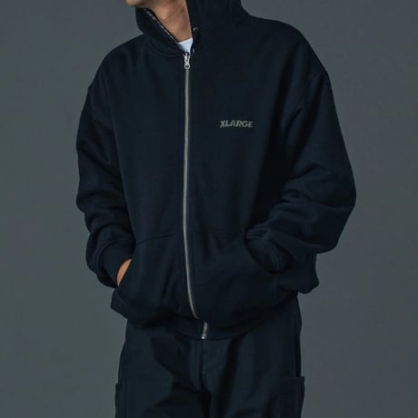 XLARGE | REVERSIBLE ZIP UP HOODED SWEATSHIRT(BLACK)