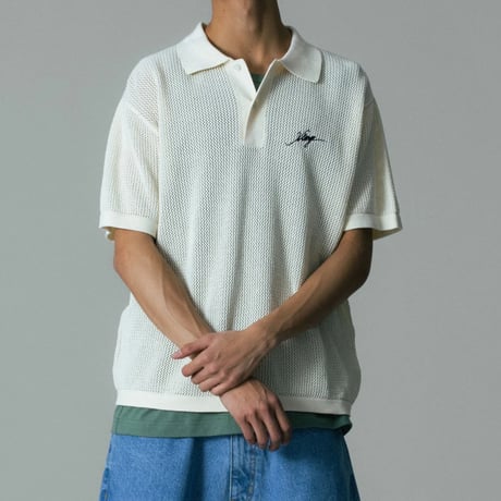 XLARGE | MESH KNIT POLO SHIRT(OFF WHITE)