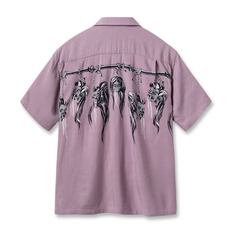 STAR OF HOLLYWOOD / HOPSACK RAYON OPEN SHIRT “SHRUNKEN HEAD” (PURPLE)