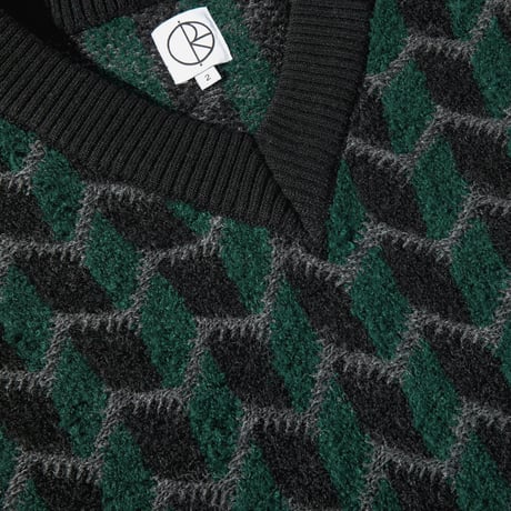 POLAR SKATE CO. / ZIG ZAG KNIT VEST (BLACK/DARK TEAL)