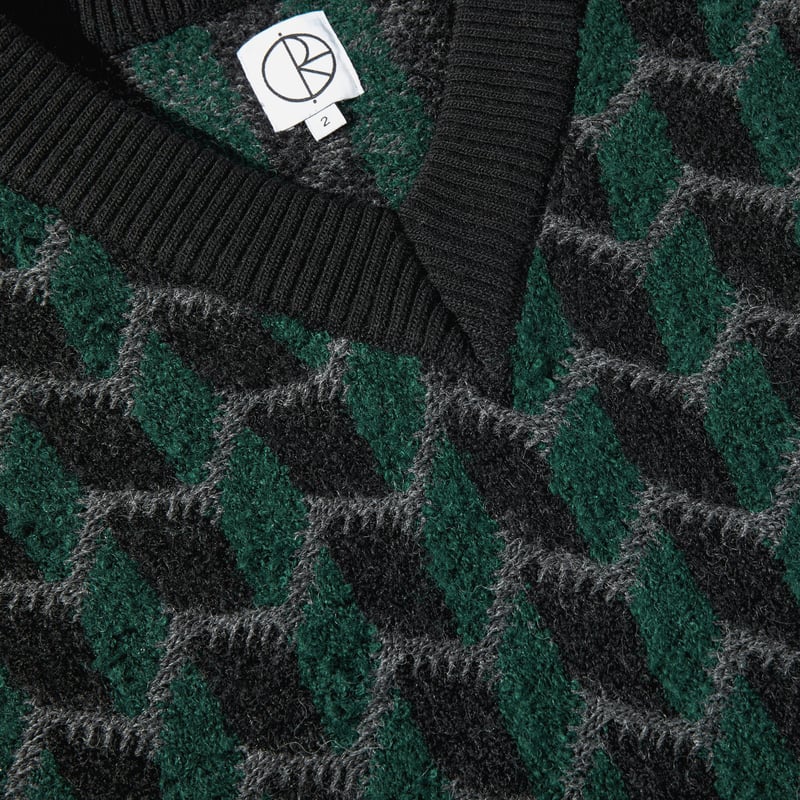 トップス ZIG ZAG KNIT VEST - BLACK / DARK TEAL POLAR SKATE CO. / ZIG ZAG KNIT VEST (BLACK/DARK