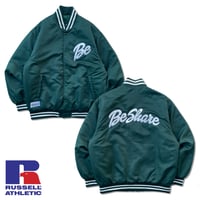 BE-SHARE | x Russell Athletic Nylon Varsity Baseball Jacket (GREEN)