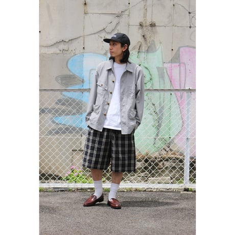 SEDAN ALL-PURPOSE| Cotton Linen Plaid Shorts(Khaki x Navy)