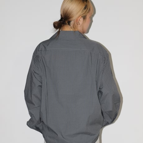 BE-SHARE |Open Collar Check L/S Shirt(Grey)