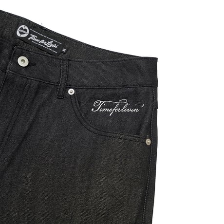 Time For Livin‘ / Baggy Denim Shorts (Black)