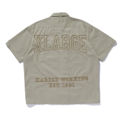 XLARGE | ZIP UP S/S WORK SHIRT(KHAKI)