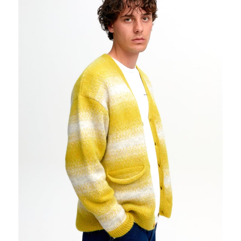 トップス POP TRADING COMPANY striped cardigan POP TRADING COMPANY / STRIPED CARDIGAN (OFF WHI