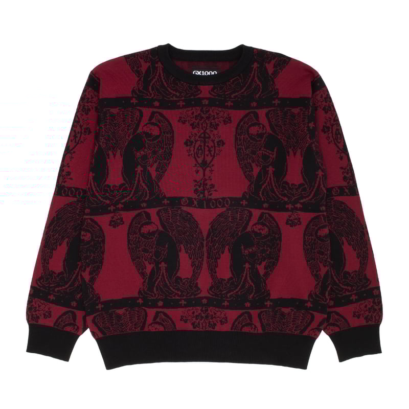 GX1000 JACQUARD CREWNECK エンジェル柄 GX1000 / JACQUARD KNIT ANGEL SWEATER (BLACK MA