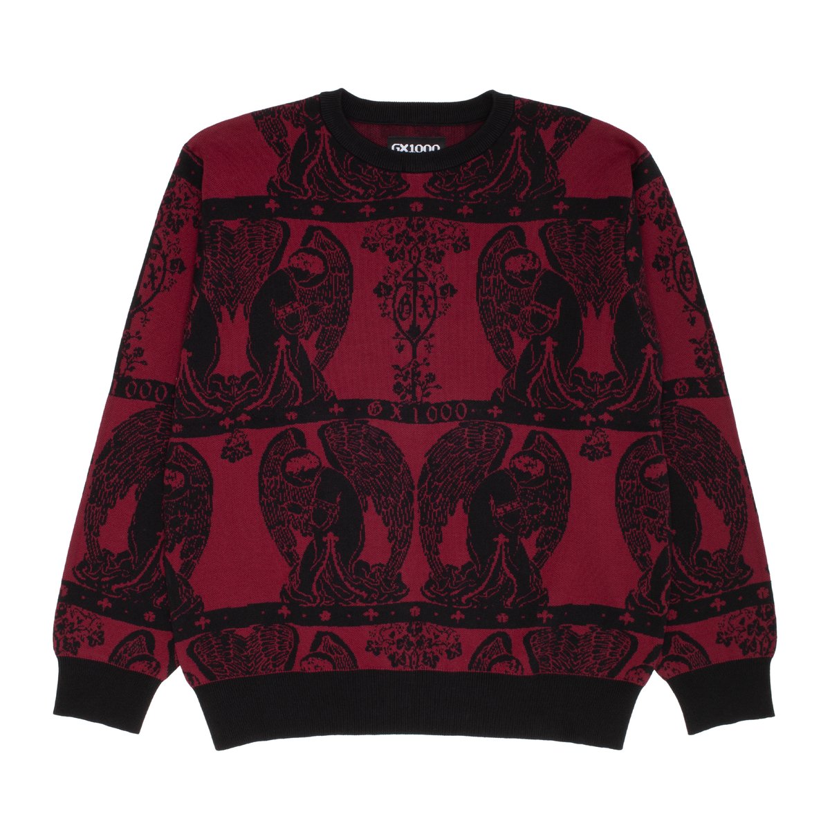 GX1000 天使プリント ニット Lサイズ GX1000 / JACQUARD KNIT ANGEL SWEATER (BLACK MA
