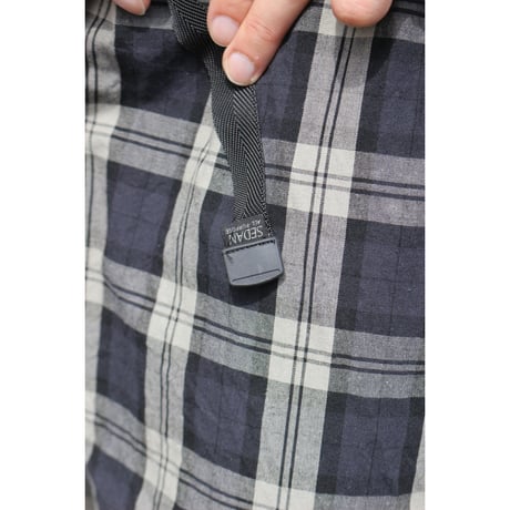 SEDAN ALL-PURPOSE| Cotton Linen Plaid Shorts(Khaki x Navy)