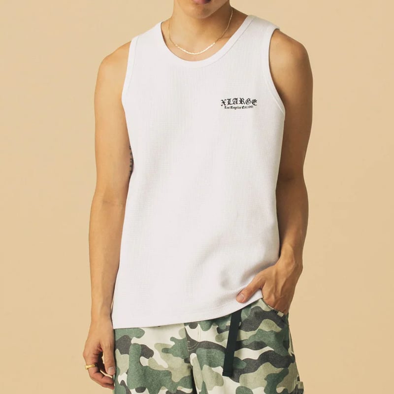 大人気 XLARGE OLD ENGLISH WAFFLE TANK TOP バックプリント◎ 大人気 XLARGE OLD ENGLISH WAFFLE TANK TOP バックプリント