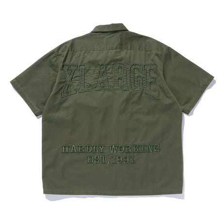 XLARGE | ZIP UP S/S WORK SHIRT(OLIVE)
