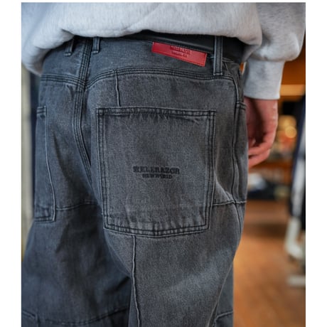 HELLRAZOR / BLOCK BAGGIE DENIM PANTS (DARK BLACK)
