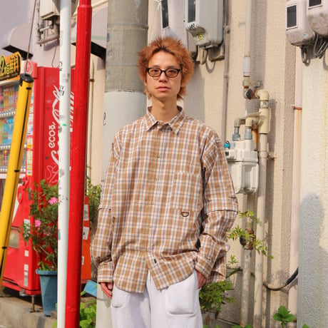 FLATLUX | Grand Blue Shirt(milktea plaid)