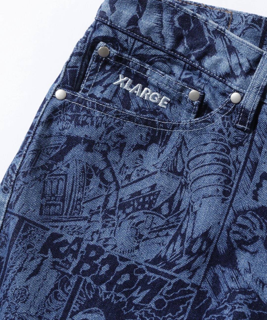 売切れ前に XLARGE XLARGE COMIC DENIM PANTS 総柄デザイン◎ XLARGE | XLARGE COMIC DENIM PANTS(BLACK) | T.F.