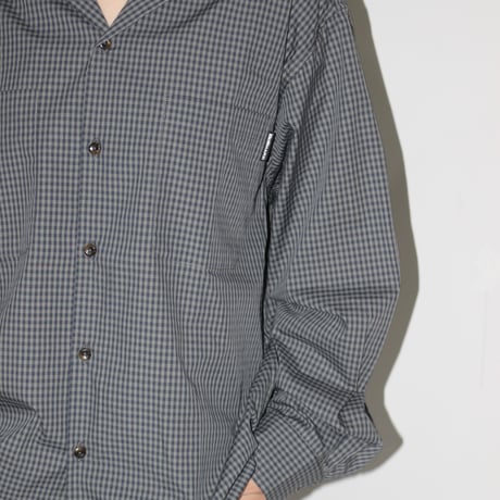 BE-SHARE |Open Collar Check L/S Shirt(Grey)