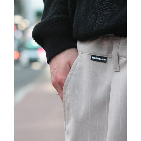 BE-SHARE |Stripe Holiday slacks(BEIGE)