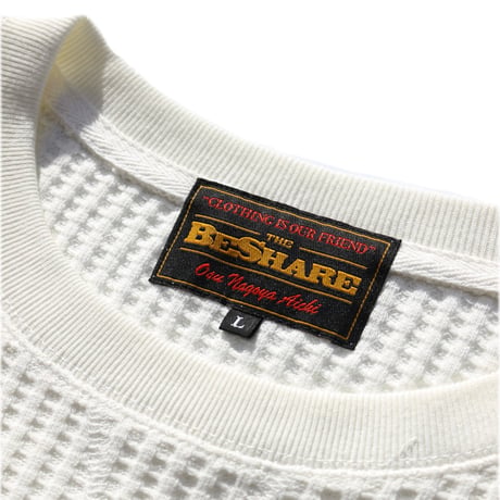 BE-SHARE | Store Logo L/S Thermal Tee (OFF WHITE)