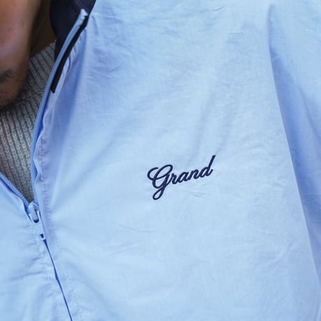 GRAND COLLECTION / COTTON/NYLON TRACK JACKET (POWDER BLUE/NAVY)