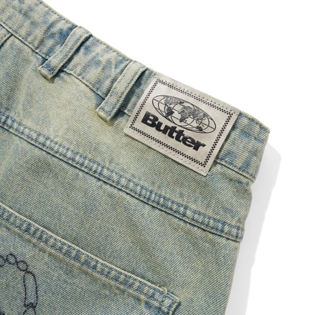 Butter Goods| Scorpion Stitch Denim Shorts (Tinted Light Blue)