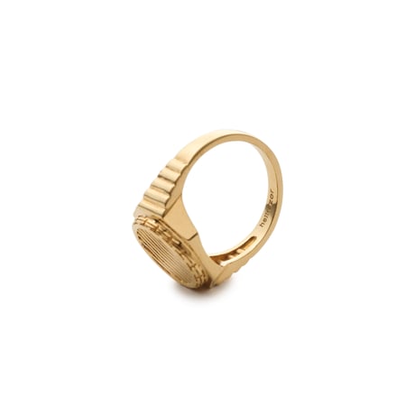 HELLRAZOR / LOGO RING with ONYX (BRASS GOLD PLATED)