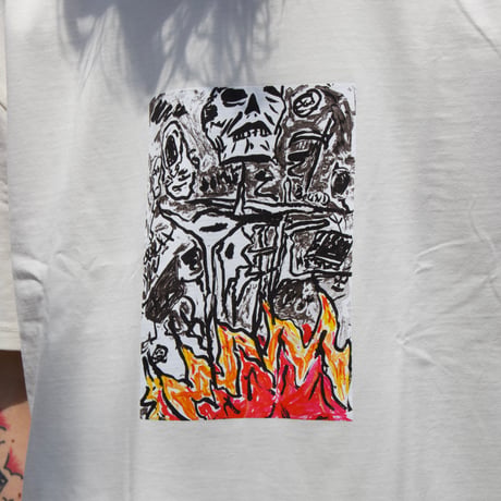 POETIC COLLECTIVE | Burning Skull T-shirt (IVORY)
