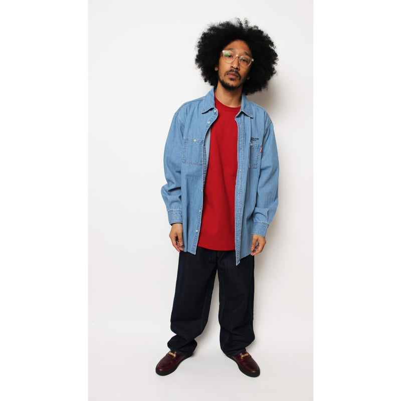 HELLRAZOR / BLOCK LOGO DENIM SHIRT (INDIGO) | T HELLRAZOR / BLOCK LOGO DENIM SHIRT (INDIGO) | T