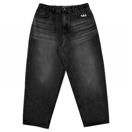 LABROS / Smart Daisy Cat Brush Baggy Jeans (Black)