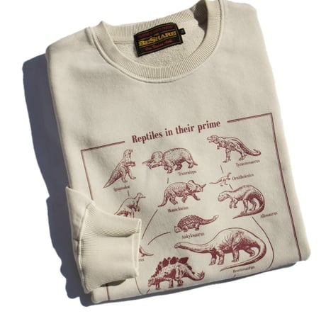 BE-SHARE |Reptiles in their prime Crewneck Sweat(CREAM)