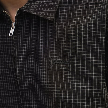 GRAND COLLECTION / SEERSUCKER SHORT SLEEVE ZIP UP SHIRT (BLACK)