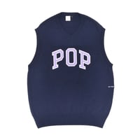 POP TRADING COMPANY / ARCH LOGO KNITTED SPENCER (NAVY)