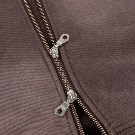 Dime / Cropped Zip Hoodie (Brown Washed)