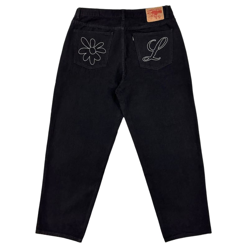 【LABROS】Big Stitch Baggy Jeans (Black) 韓国 R6376 LABROS / Big Stitch Baggy Jeans (Black) | T.F.L