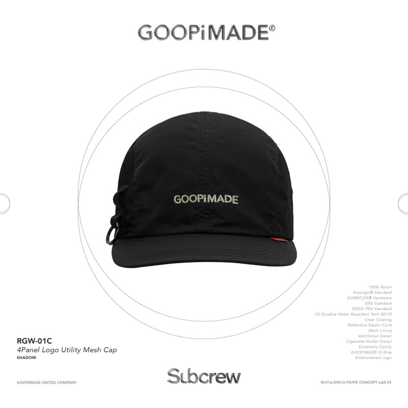 GOOPiMADE |“RGW-01C” 4Panel Logo Utility Mesh C GOOPiMADE |“RGW-01C” 4Panel Logo Utility Mesh C