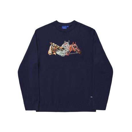 HELAS | HORSES CREWNECK KNIT "NAVY"