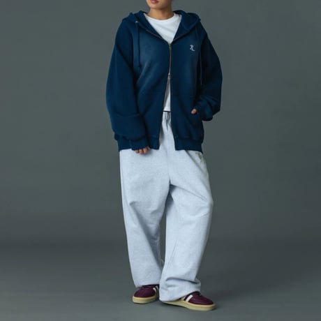 XLARGE | FADED WAFFLE ZIP UP HOODED SWEATSHIRT(NAVY)